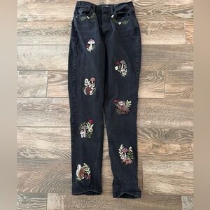 Hot topic patchwork animal mushroom whimsical jeans size 3